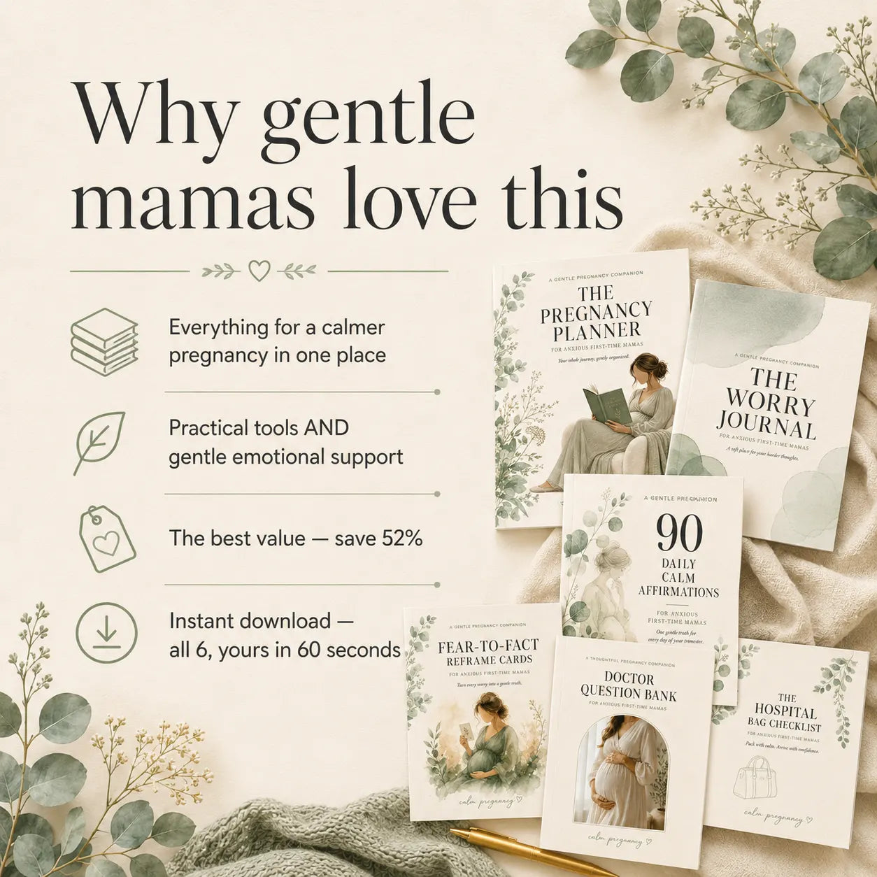 Why gentle mamas love the Calm Pregnancy Bundle: everything in one place, practical and emotional support, best value, instant download
