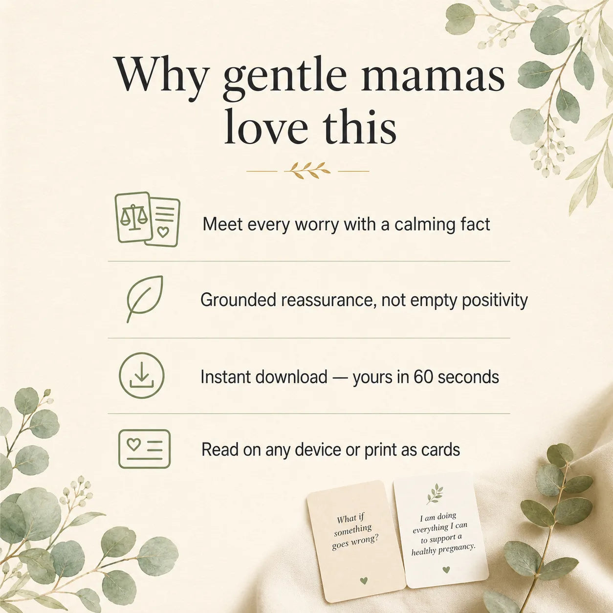 Why gentle mamas love Fear-to-Fact Reframe Cards: grounded reassurance for spiraling worries, instant printable digital download
