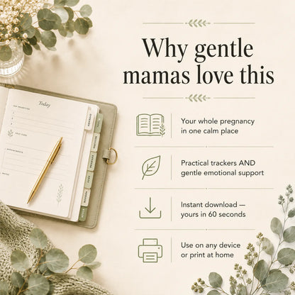 Why gentle mamas love The Pregnancy Planner: practical trackers and emotional support together, instant printable digital download

