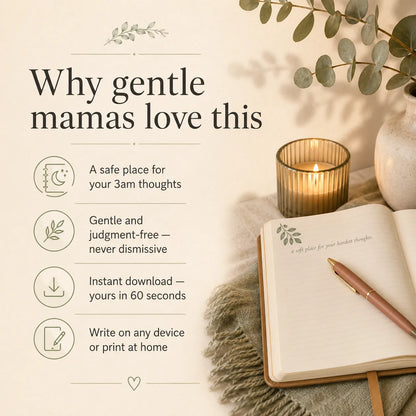 Why gentle mamas love The Worry Journal: a judgment-free space for 3am worries, instant printable digital download for pregnancy anxiety